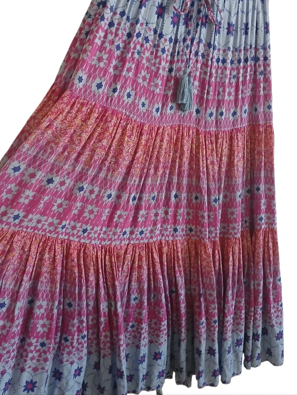 FREE PEOPLE Rare Feelings Prairie Maxi Dress Women's XS Ruffle Pleated Boho